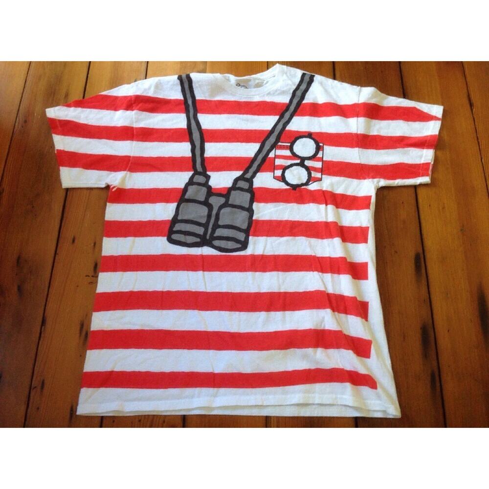 Wheres Waldo Red Stripe Binoculars Halloween Costume NERD T-Shirt L 42"